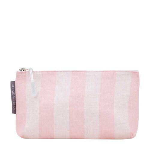 Annabel Trends Linen Cosmetics Bag Small - Pink Stripe